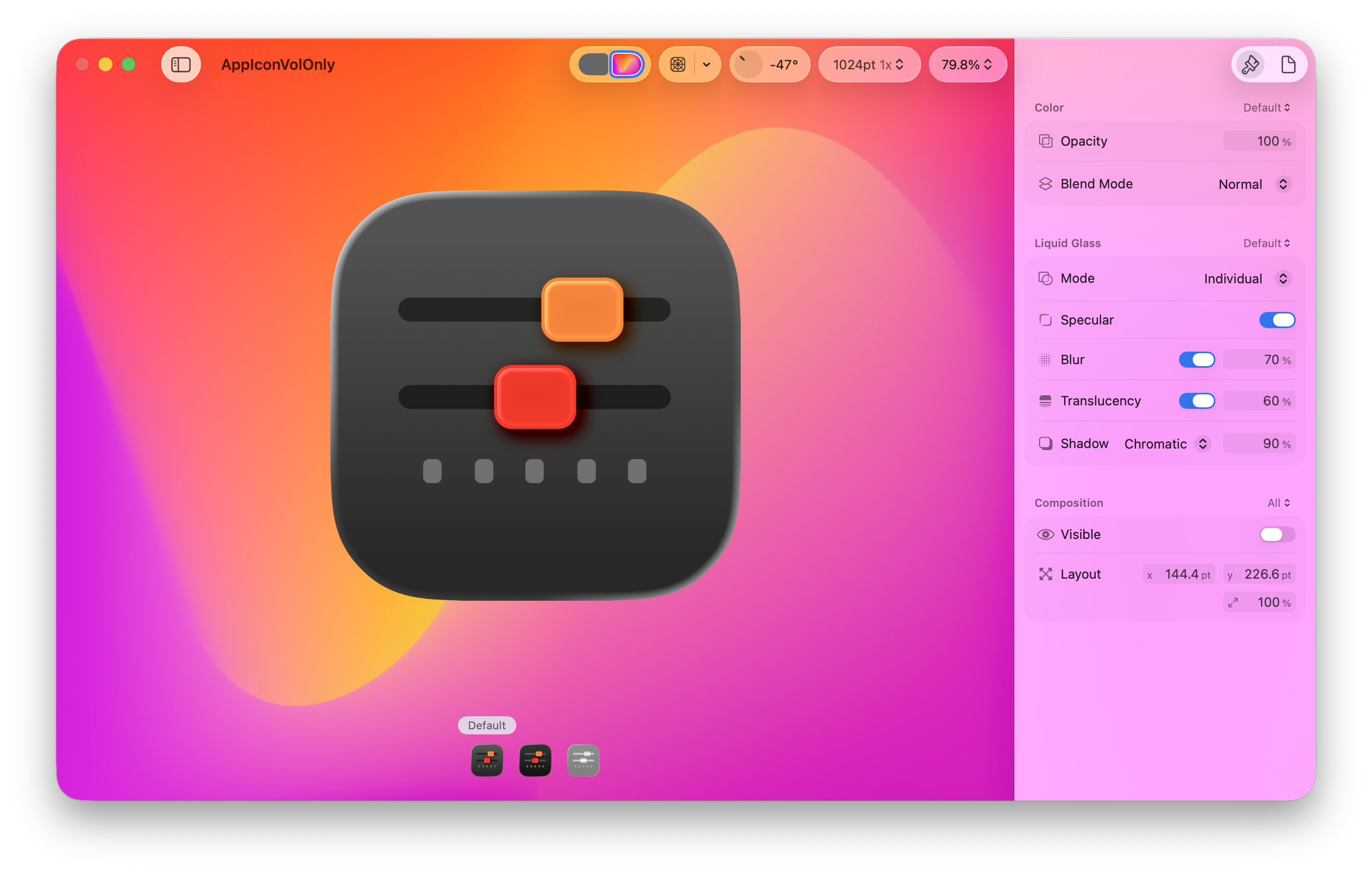 Menu Volume – System & Music icon in Icon Composer
